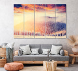 Snowy Forest of Carpathians Canvas Print ArtLexy 5 Panels 36"x24" inches 