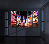 Times Square Traffic at Night Canvas Print ArtLexy 5 Panels 36"x24" inches 