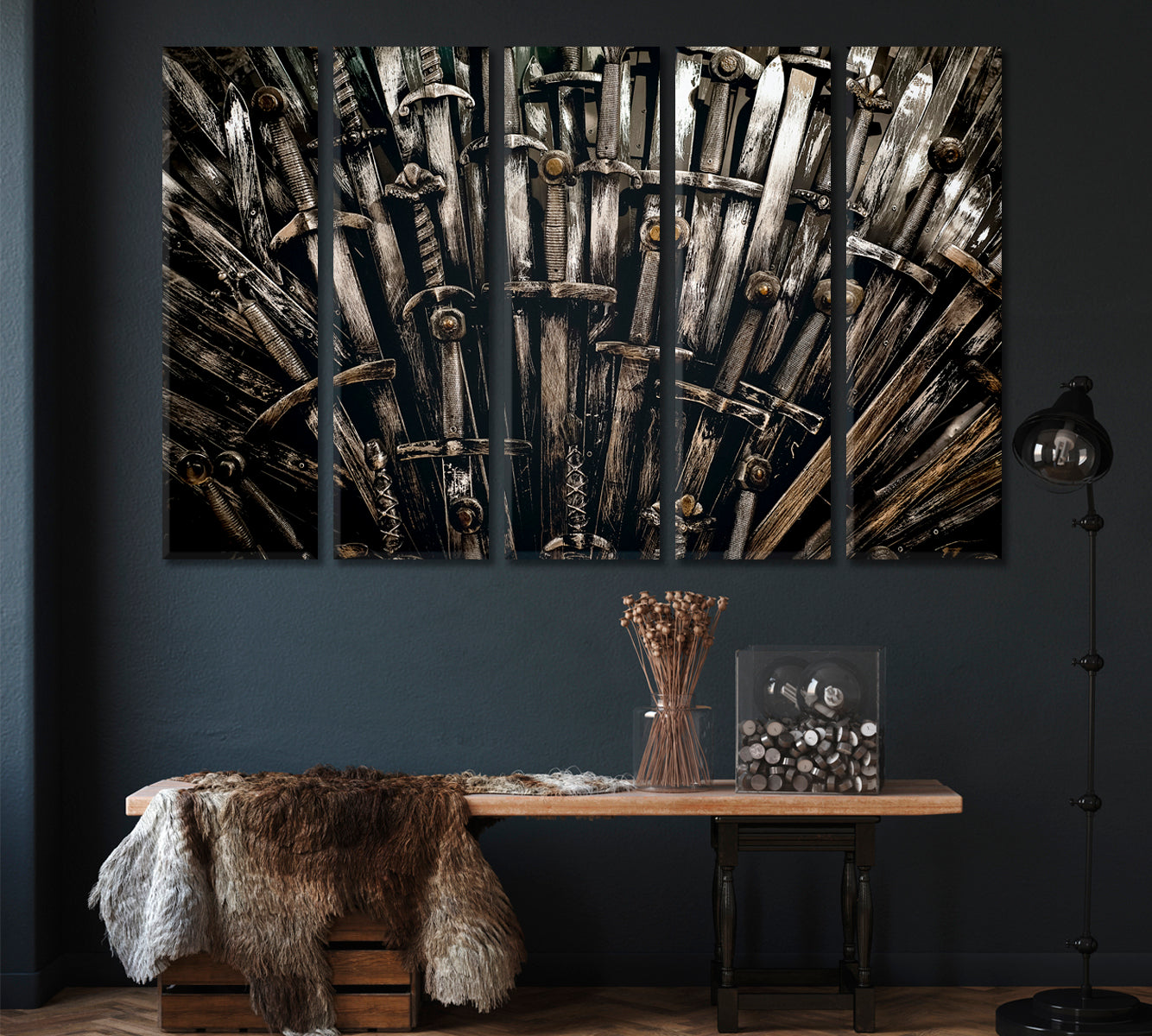 Knight Swords Canvas Print ArtLexy 5 Panels 36"x24" inches 