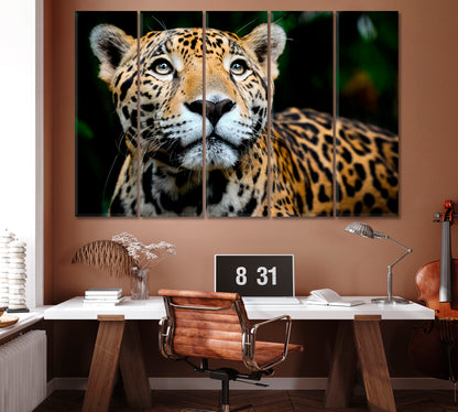 Jaguar Portrait Canvas Print ArtLexy 5 Panels 36"x24" inches 