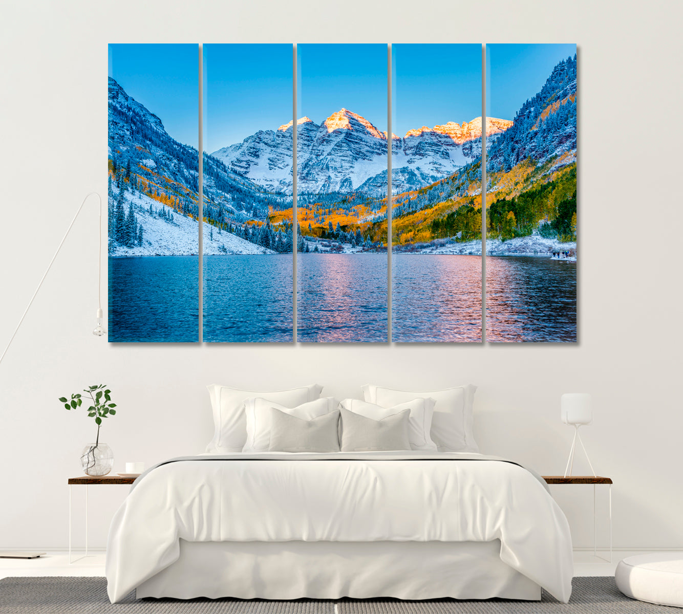 Maroon Bells Mountain Peaks Colorado Canvas Print ArtLexy 5 Panels 36"x24" inches 