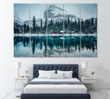 Wooden Lodge in Pine Forest on Lake O'hara at Yoho National Park Canada Canvas Print ArtLexy 5 Panels 36"x24" inches 