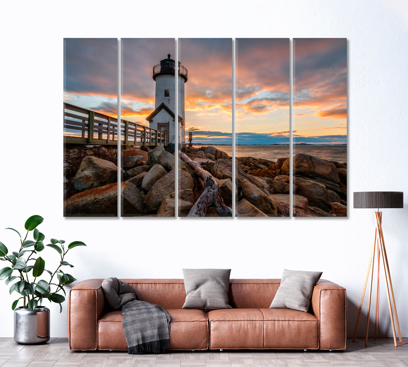 Annisquam Lighthouse Massachusetts Canvas Print ArtLexy 5 Panels 36"x24" inches 
