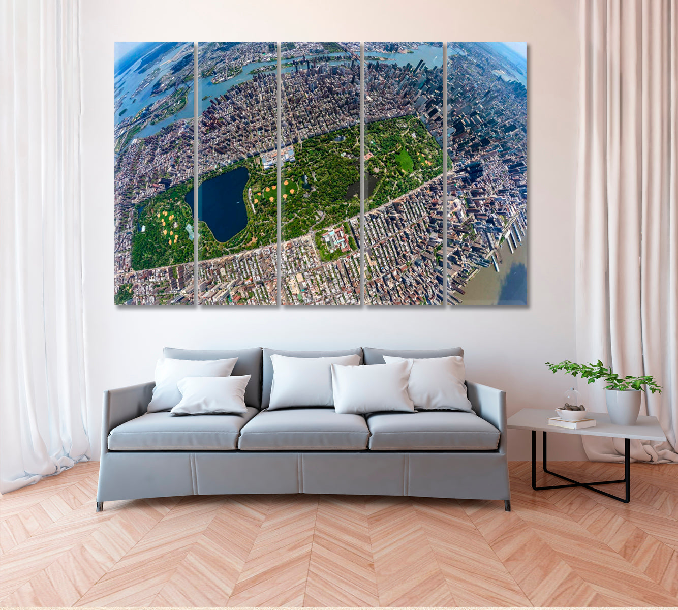Central Park Manhattan NY Aerial View Canvas Print ArtLexy 5 Panels 36"x24" inches 