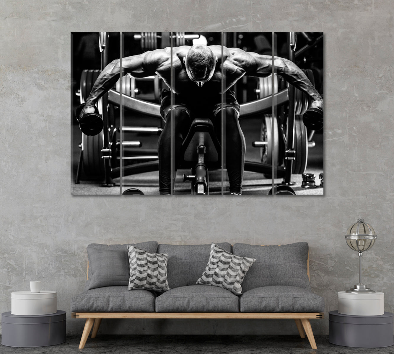 Bodybuilding Workout Canvas Print ArtLexy 5 Panels 36"x24" inches 