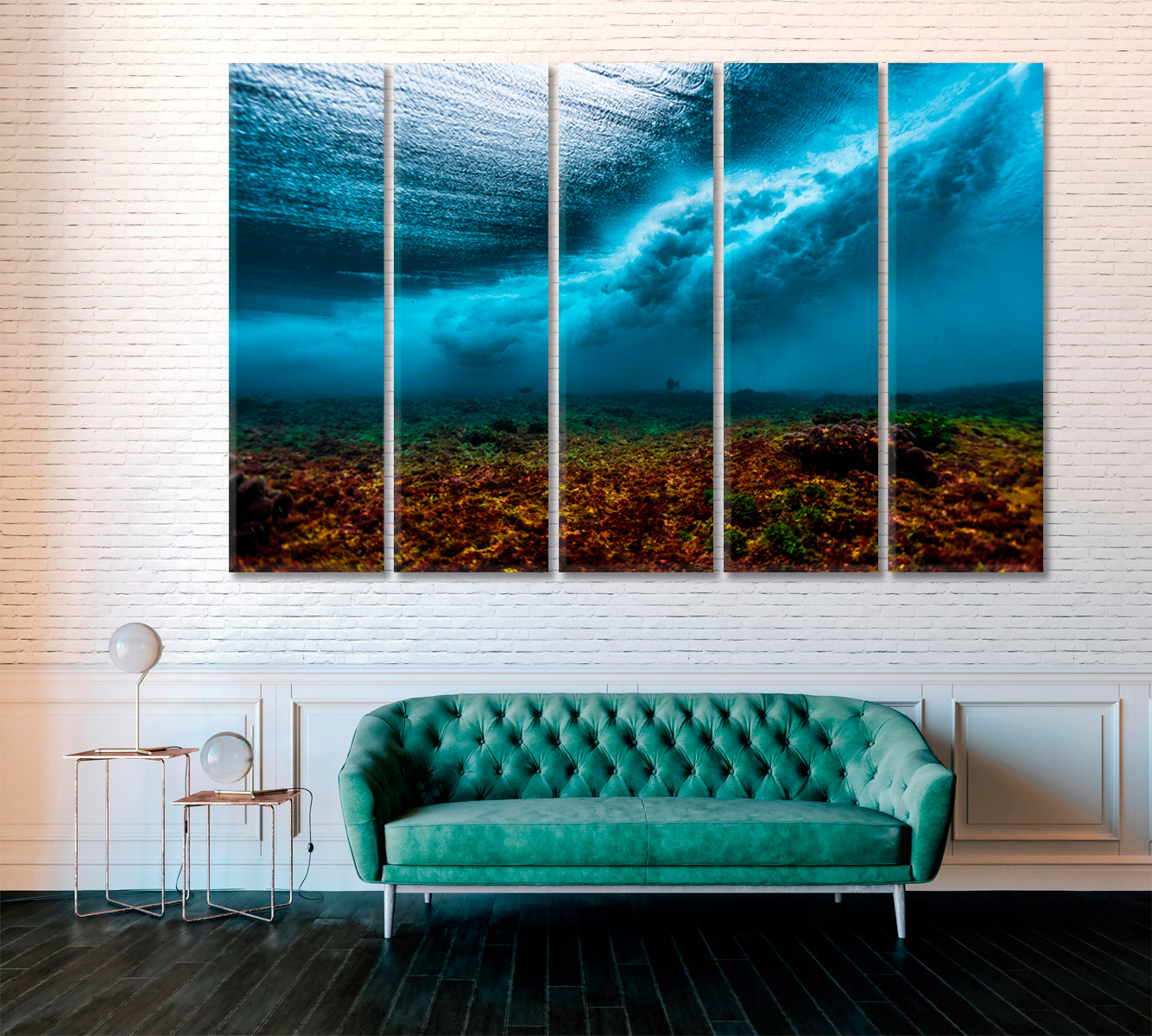 Ocean Underwater View Canvas Print ArtLexy 5 Panels 36"x24" inches 
