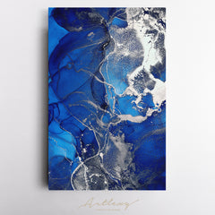 Abstract Blue Marble ink Canvas Print ArtLexy 1 Panel 16"x24" inches 