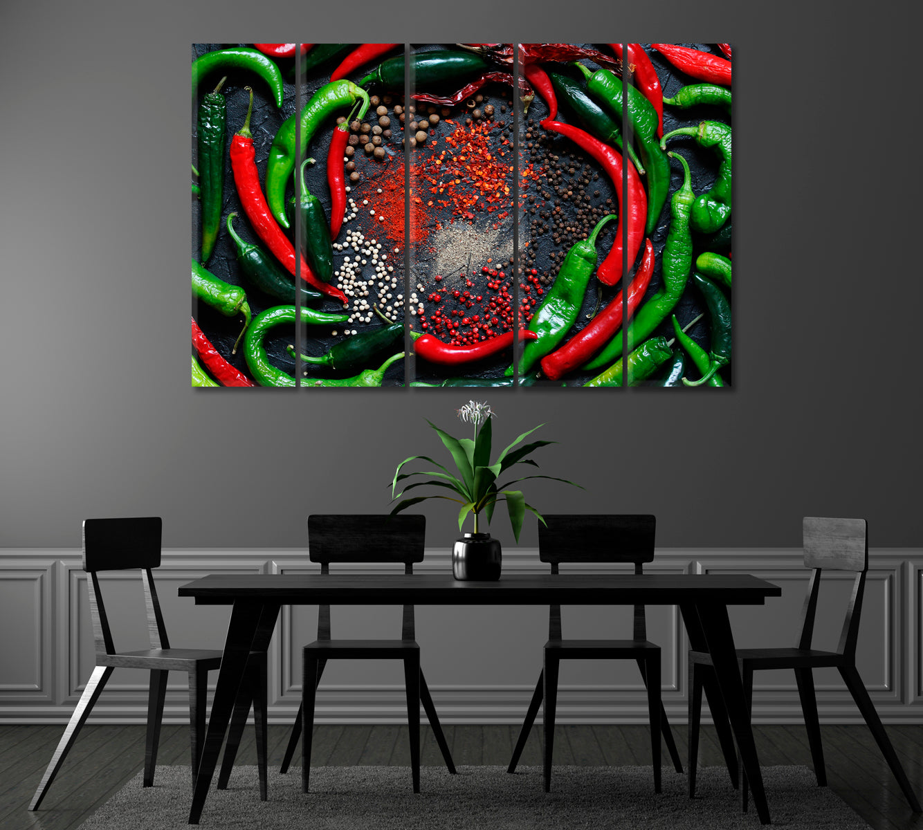 Chili Peppers Canvas Print ArtLexy 5 Panels 36"x24" inches 