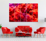 Abstract Red Ink in Water Canvas Print ArtLexy 5 Panels 36"x24" inches 