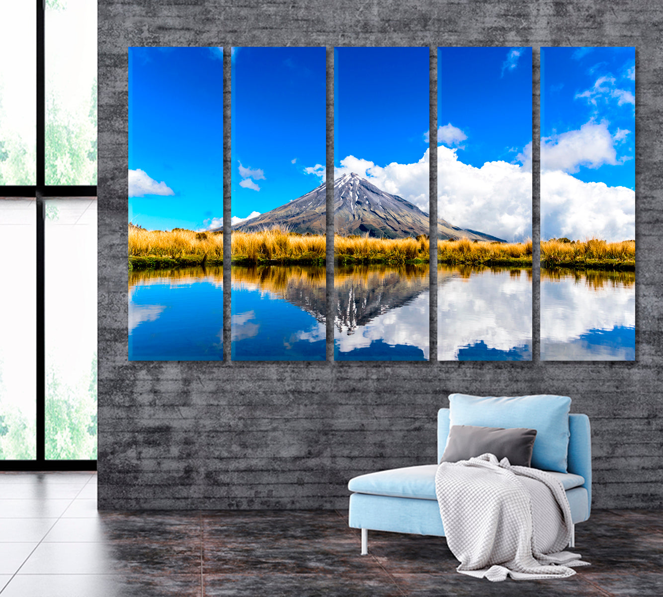 Mount Taranaki New Zealand Canvas Print ArtLexy 5 Panels 36"x24" inches 
