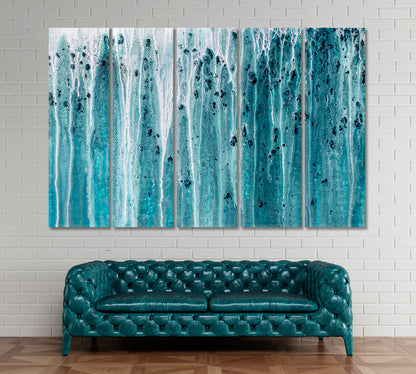 Abstract Blue Paint Drips Canvas Print ArtLexy 5 Panels 36"x24" inches 