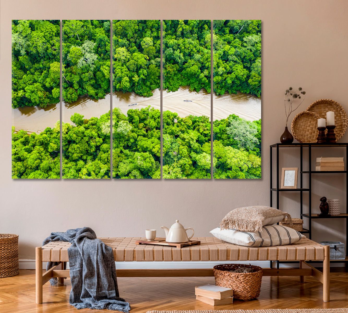 Tropical Rainforest Taman Negara National Park Malaysia Canvas Print ArtLexy 5 Panels 36"x24" inches 