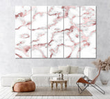 Elegant White Marble with Rose Gold Veins Canvas Print ArtLexy 5 Panels 36"x24" inches 
