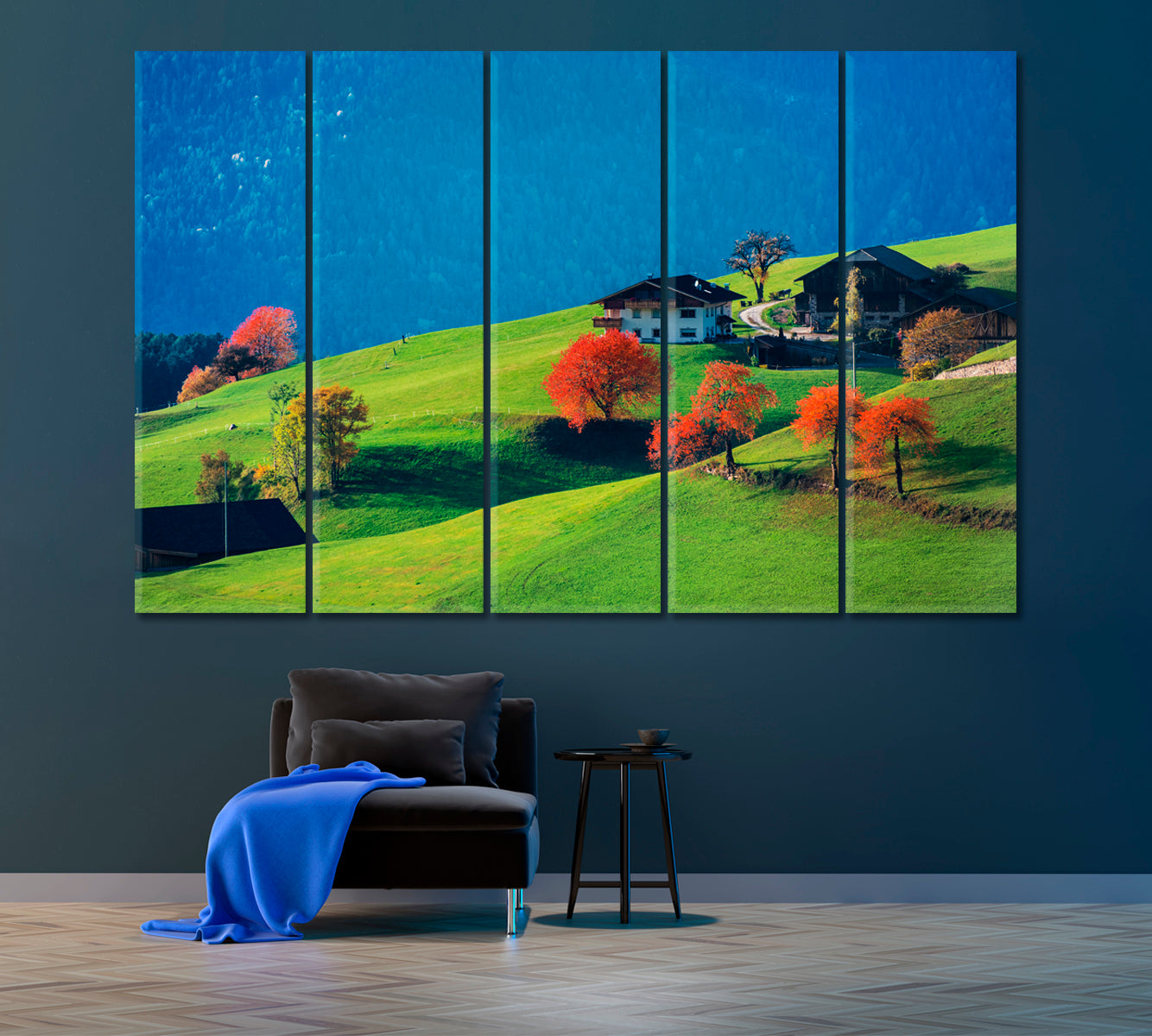 Village in Dolomites North Italy Canvas Print ArtLexy 5 Panels 36"x24" inches 