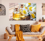 Essential Oil and Chamomile Flowers Canvas Print ArtLexy 5 Panels 36"x24" inches 