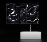 Black Marble Acrylic Waves Canvas Print ArtLexy 5 Panels 36"x24" inches 