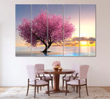 Beautiful Flowering Cherry Tree Canvas Print ArtLexy 5 Panels 36"x24" inches 
