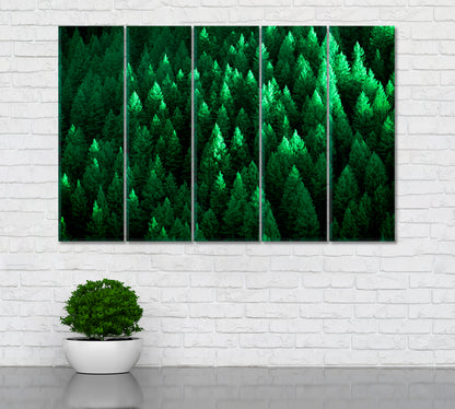 Pine Trees Forest Canvas Print ArtLexy 5 Panels 36"x24" inches 