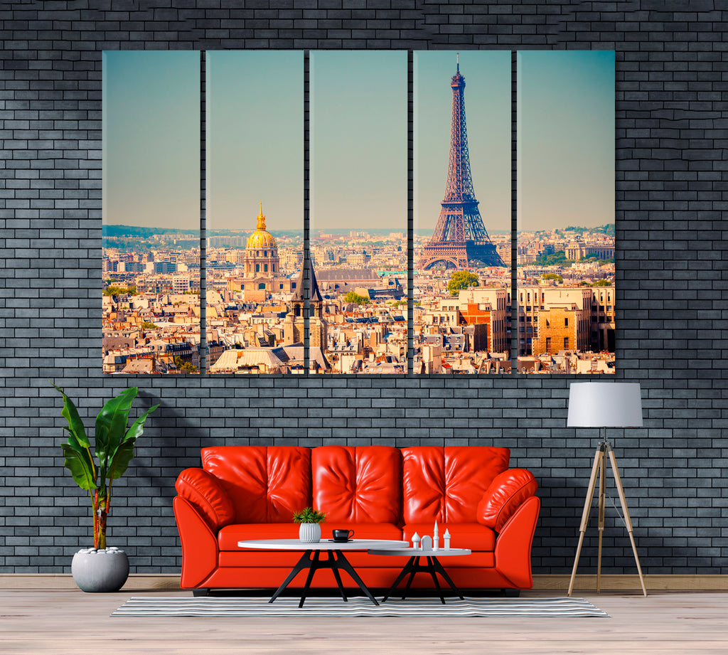 Eiffel Tower Paris France Canvas Print ArtLexy 5 Panels 36"x24" inches 