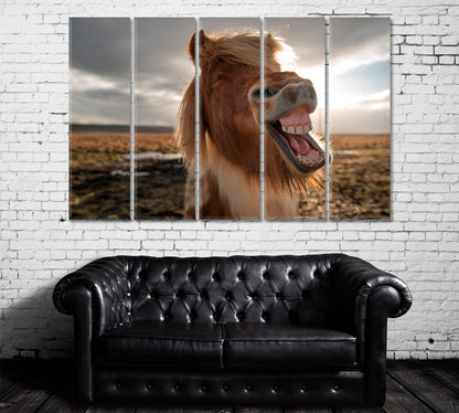 Funny Icelandic Horse Canvas Print ArtLexy 5 Panels 36"x24" inches 