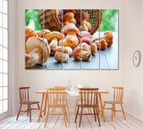 Basket with Porcini Mushrooms Canvas Print ArtLexy 5 Panels 36"x24" inches 