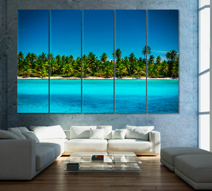Palm Trees on Tropical Beach Canvas Print ArtLexy 5 Panels 36"x24" inches 