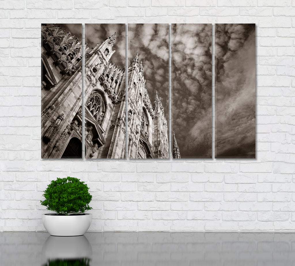 Gothic Duomo Cathedral Milan Italy Canvas Print ArtLexy 5 Panels 36"x24" inches 