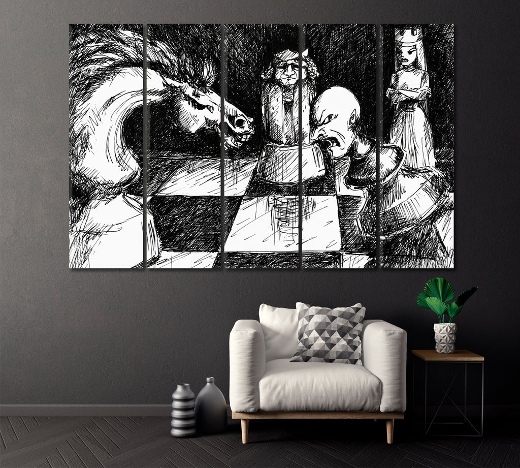 Chess Battle Canvas Print ArtLexy 5 Panels 36"x24" inches 