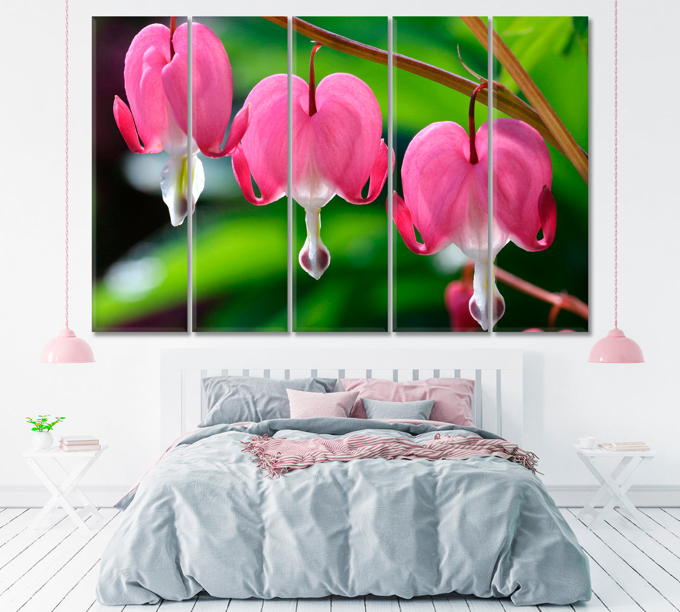 Bleeding Heart Flower Canvas Print ArtLexy 5 Panels 36"x24" inches 