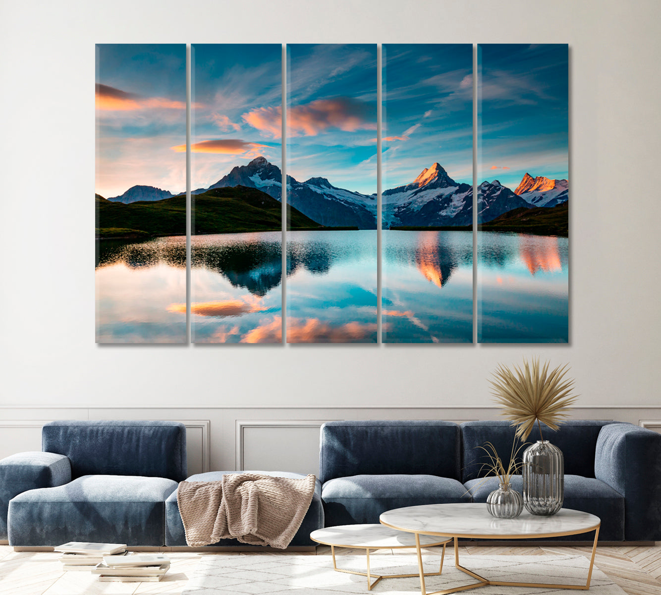 Lake Bachalpsee Switzerland Canvas Print ArtLexy 5 Panels 36"x24" inches 