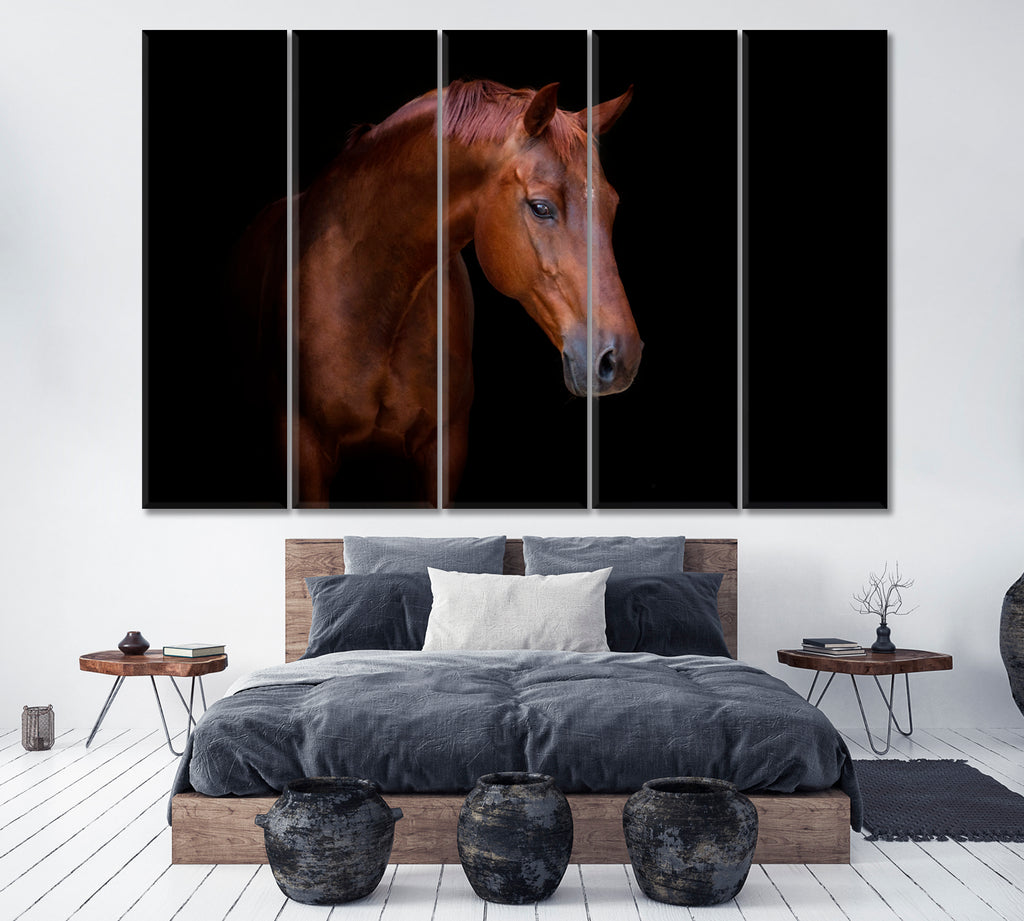 Arabian Horse Portrait Canvas Print ArtLexy 5 Panels 36"x24" inches 