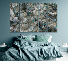 Abstract Dark Grey Curly Agate Canvas Print ArtLexy 5 Panels 36"x24" inches 
