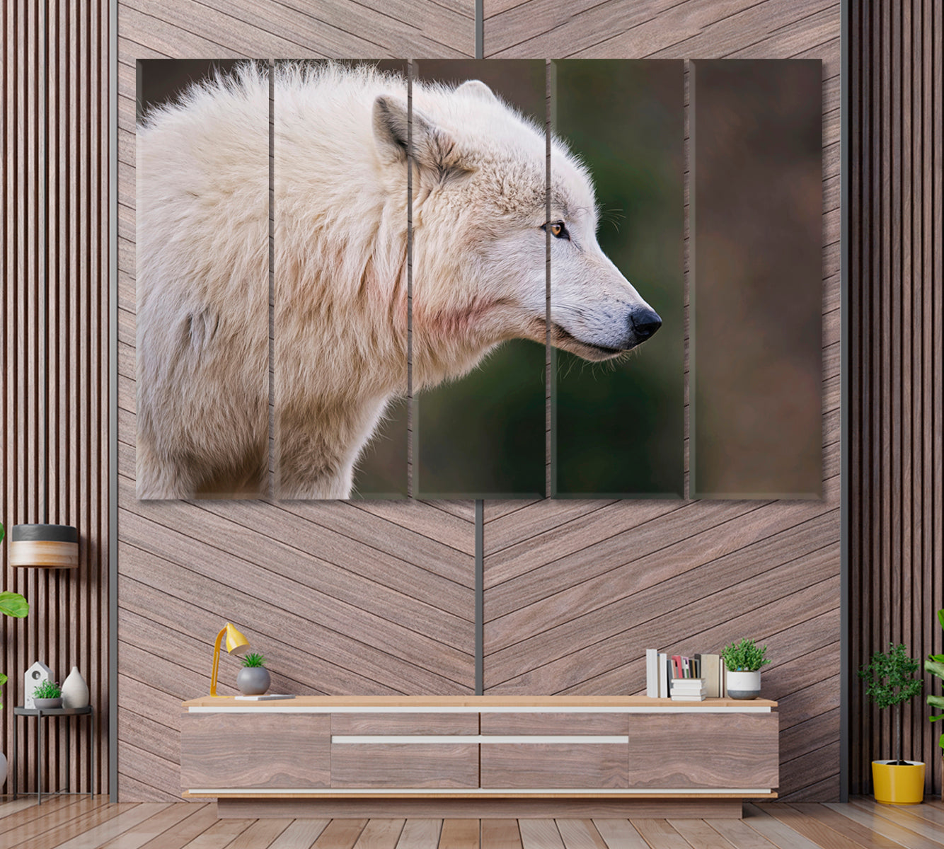 Arctic Wolf Canvas Print ArtLexy 5 Panels 36"x24" inches 