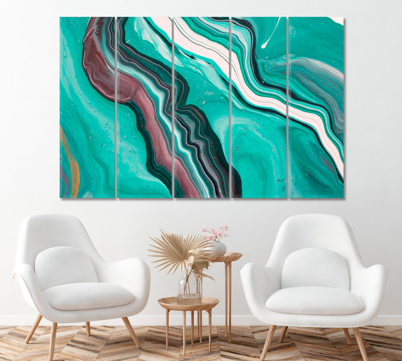 Colorful Abstract Marble Pattern Canvas Print ArtLexy 5 Panels 36"x24" inches 