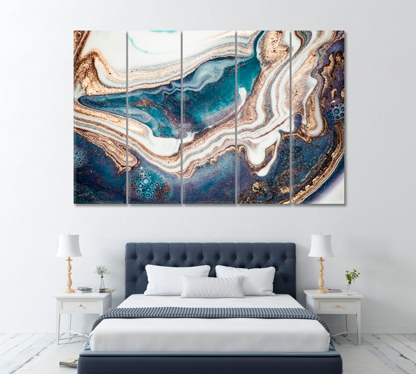 Abstract Ripples of Agate Canvas Print ArtLexy 5 Panels 36"x24" inches 