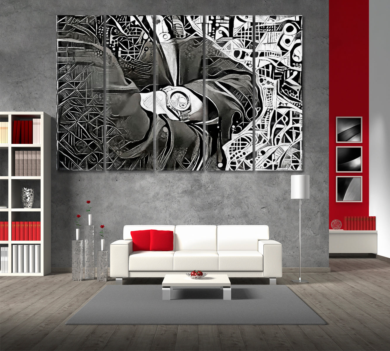 Monochrome Abstraction Businessman with Watch Canvas Print ArtLexy 5 Panels 36"x24" inches 