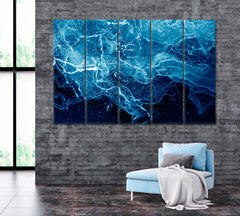 Abstract Sea Waves Canvas Print ArtLexy 5 Panels 36"x24" inches 