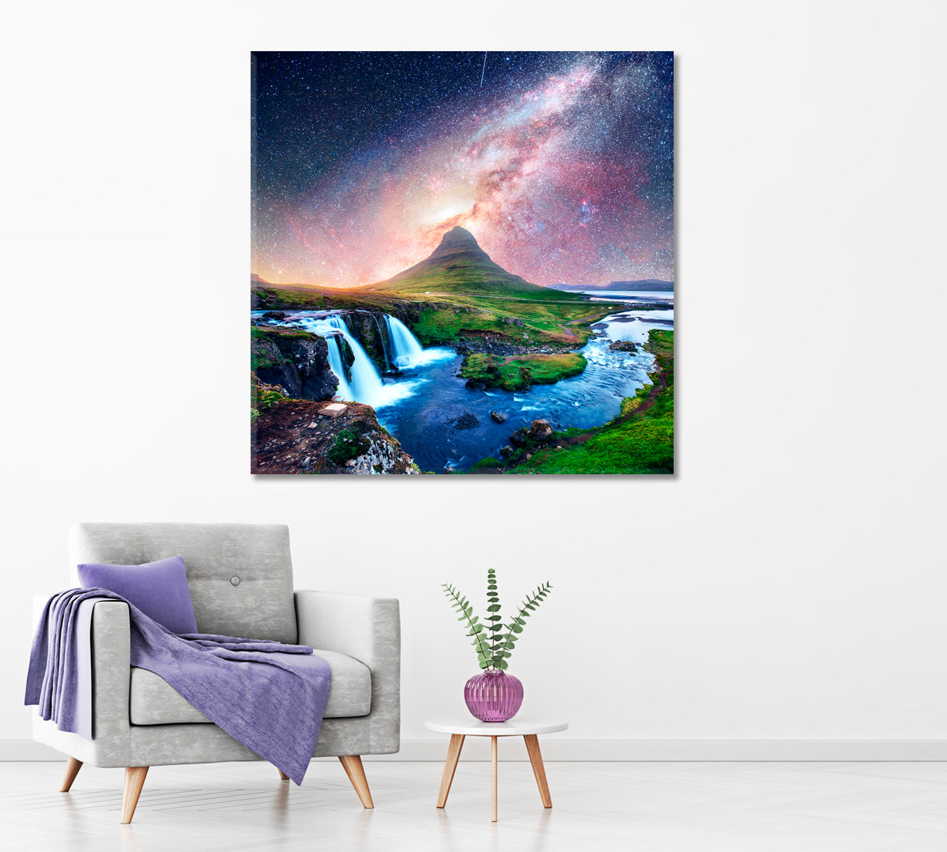 Starry Sky over Kirkjufell Mountain Iceland Canvas Print ArtLexy   