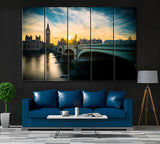 Big Ben and Houses of Parliament London Canvas Print ArtLexy 5 Panels 36"x24" inches 