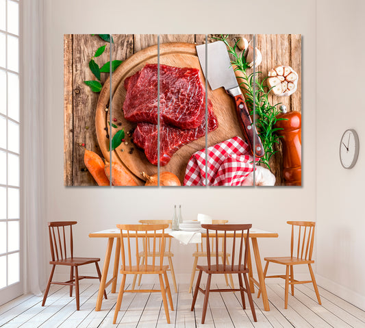 Beef Steak Canvas Print ArtLexy 5 Panels 36"x24" inches 