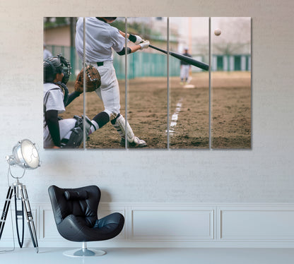 High School Baseball Player Canvas Print ArtLexy 5 Panels 36"x24" inches 