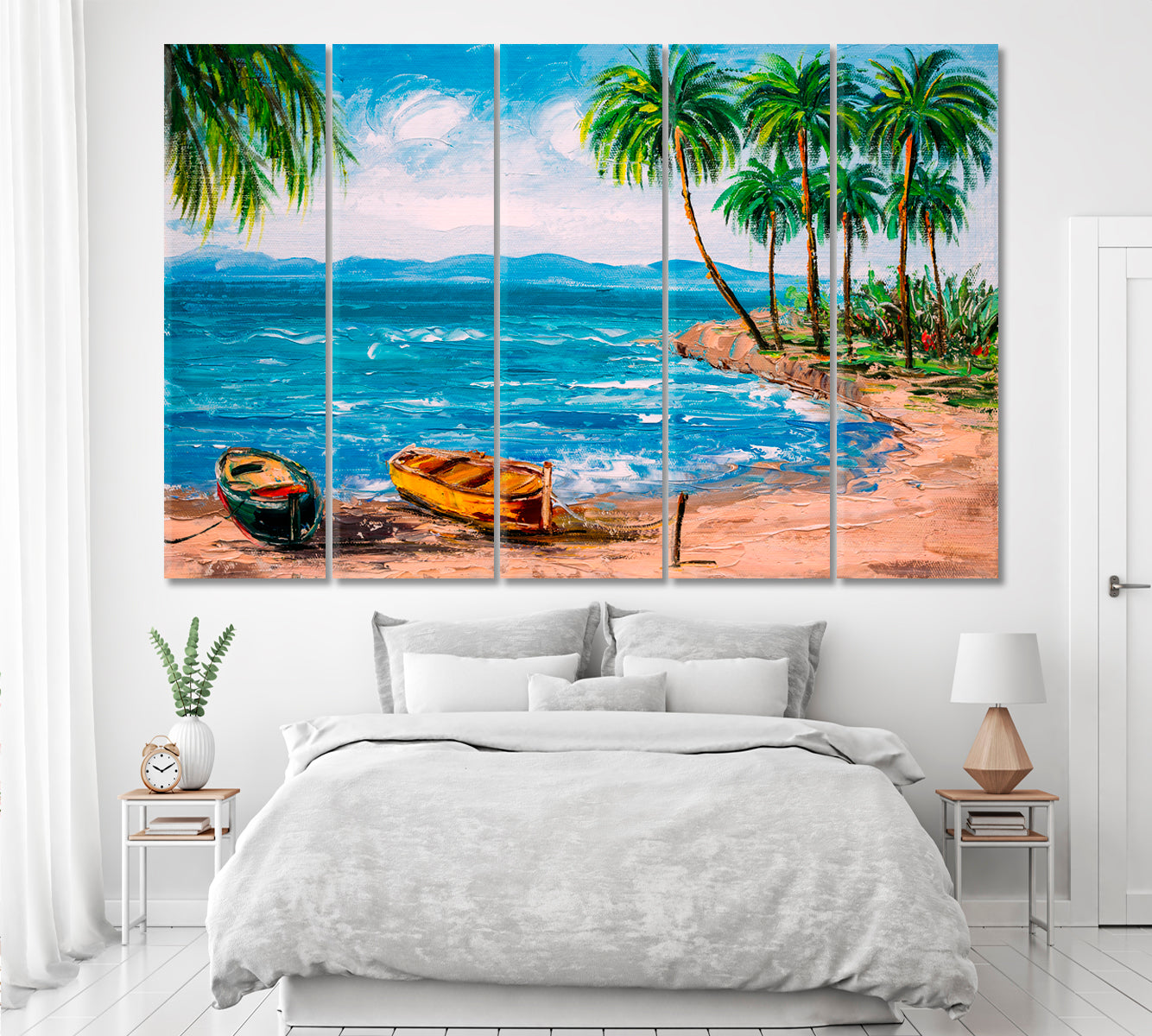 Paradise Tropical Island Beach Canvas Print ArtLexy 5 Panels 36"x24" inches 