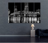 Downtown Jacksonville in Black and White Canvas Print ArtLexy 5 Panels 36"x24" inches 