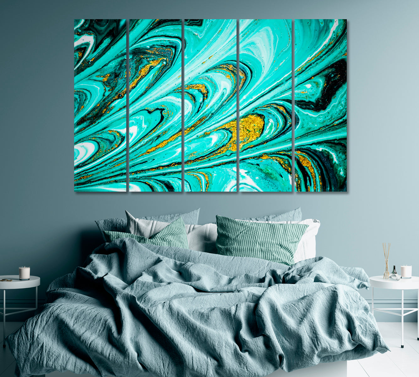 Abstract Marble Wavy Pattern Canvas Print ArtLexy 5 Panels 36"x24" inches 