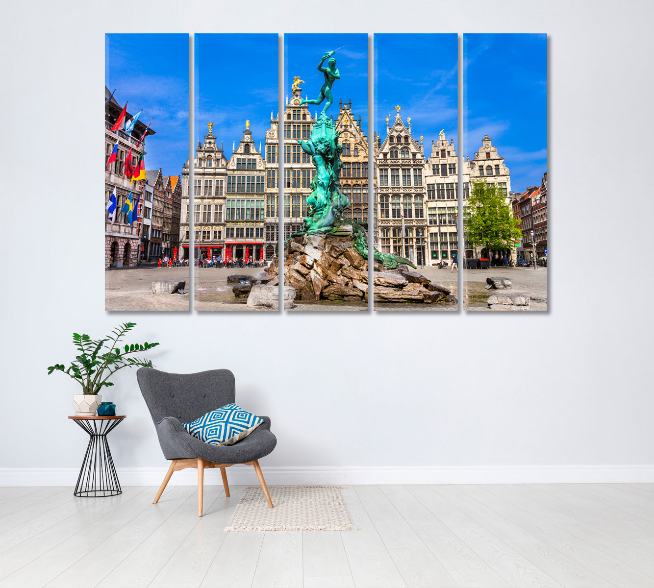 Antwerpen City Belgium Canvas Print ArtLexy 5 Panels 36"x24" inches 