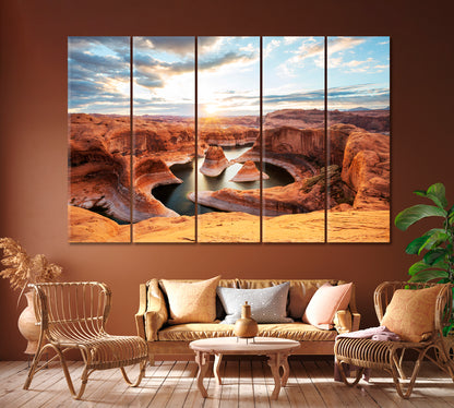 Reflection Canyon in Powell Lake USA Canvas Print ArtLexy 5 Panels 36"x24" inches 
