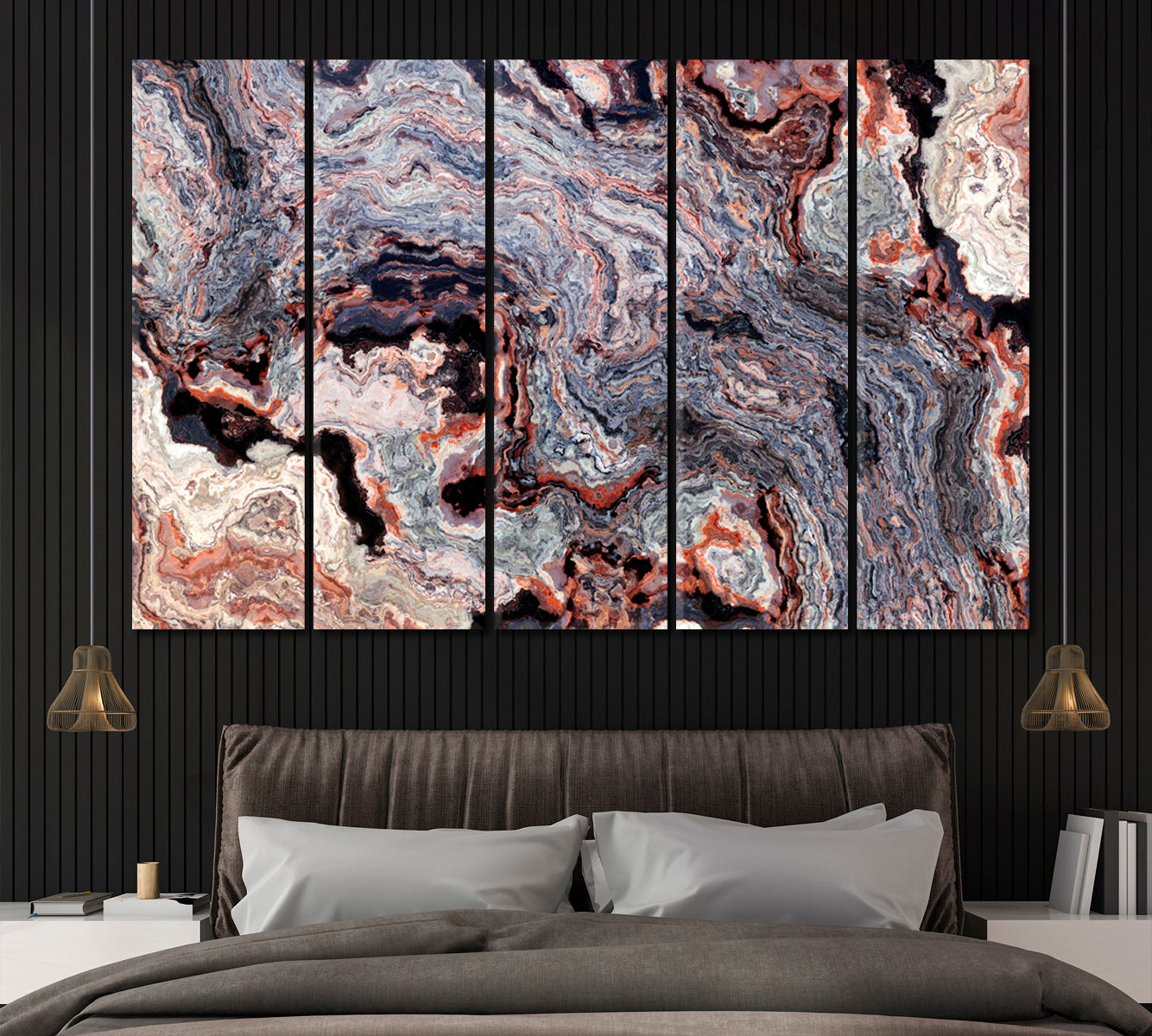 Luxury Abstract Onyx Canvas Print ArtLexy 5 Panels 36"x24" inches 