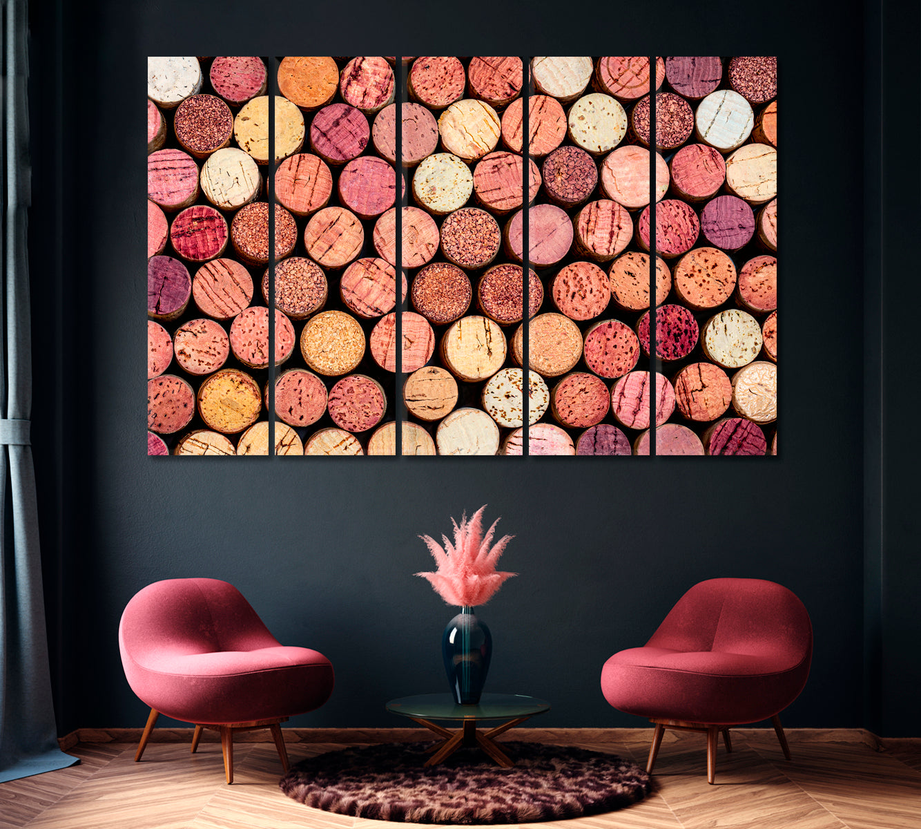 Wine Corks Canvas Print ArtLexy 5 Panels 36"x24" inches 