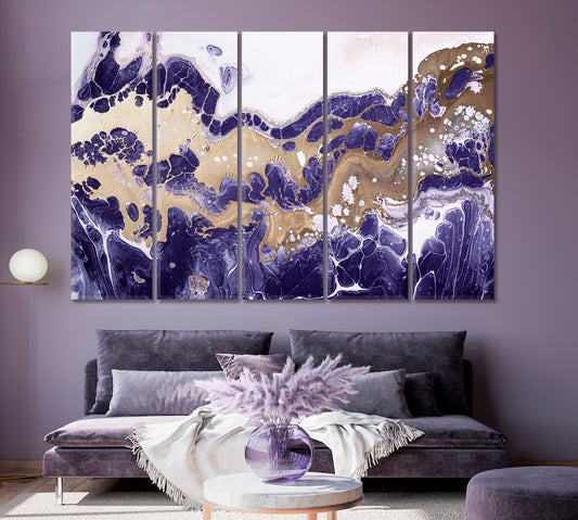 Liquid Purple Wavy Marble Canvas Print ArtLexy 5 Panels 36"x24" inches 