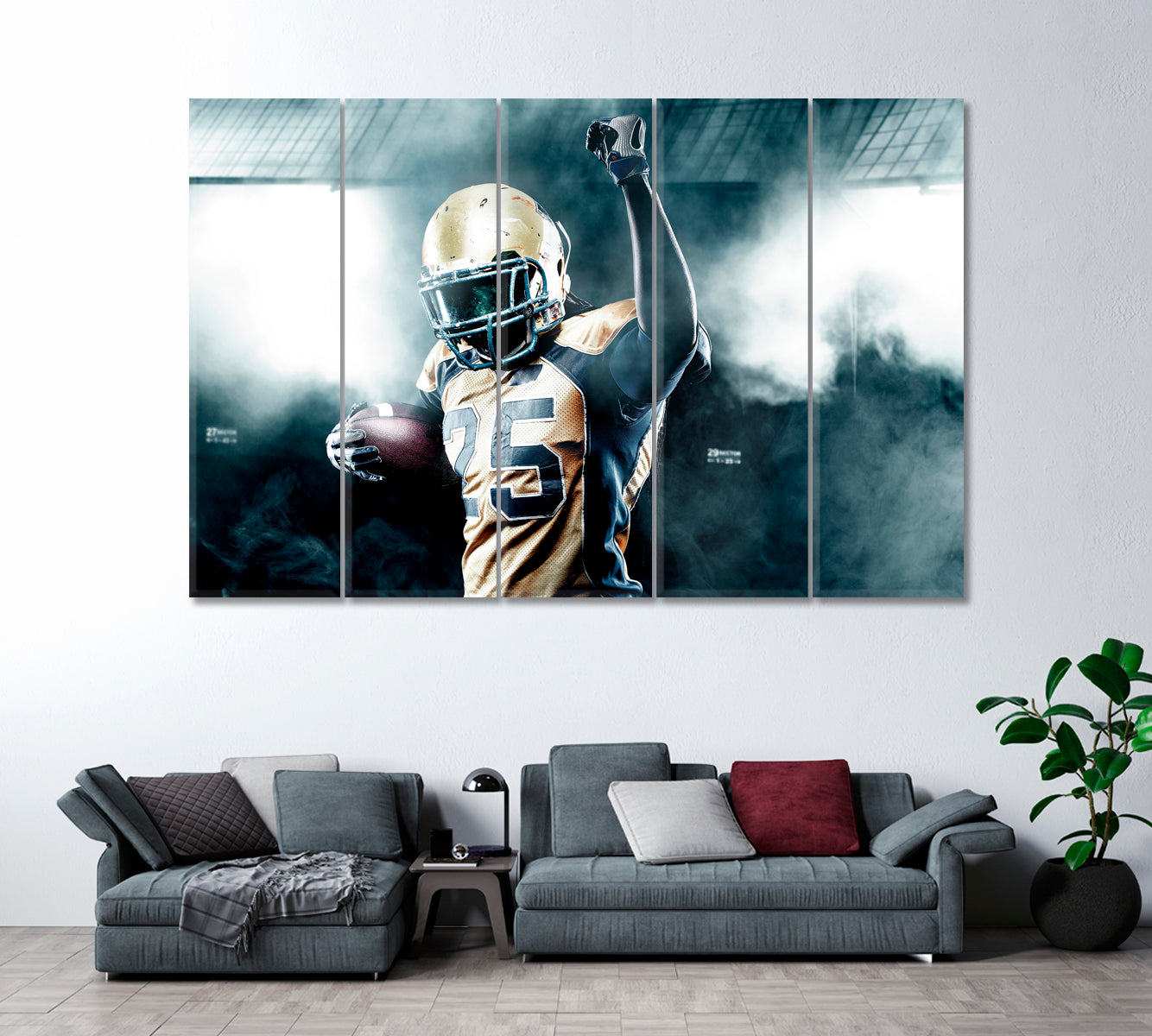 American Football Player Canvas Print ArtLexy 5 Panels 36"x24" inches 